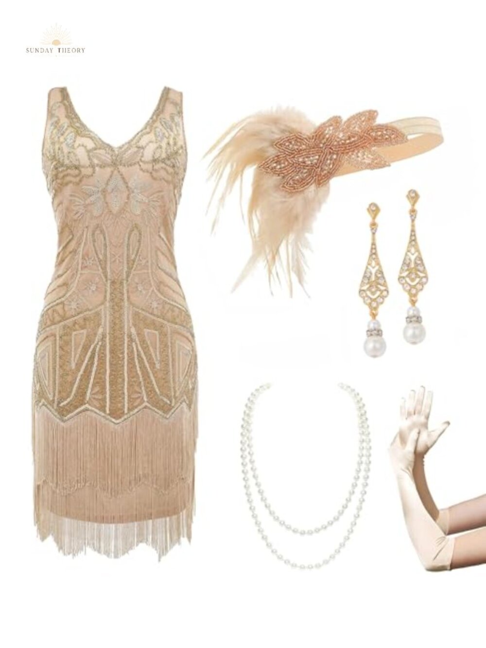 Flapper Dress Set 1920s Fringe Gatsby Costume with Accessories